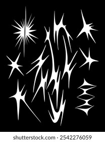 Neo cyber tribal sigilism shape vector star acid y2k brutalist streetwear clothing element design clip art isolated editable