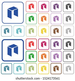 Neo digital cryptocurrency color flat icons in rounded square frames. Thin and thick versions included.