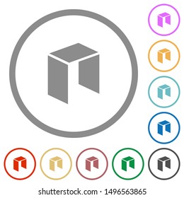 Neo digital cryptocurrency flat color icons in round outlines on white background