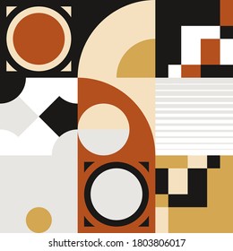 Neo geo artwork of vector abstract composition design made with colorful geometric shapes and simple geometrical figures, useful for web background, poster fine arts, cover front page and prins.