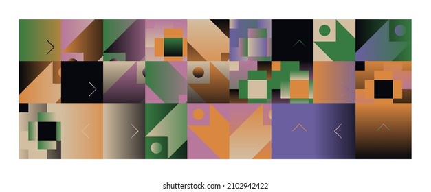 Neo geo artwork of vector abstract composition design made with colorful geometric shapes and simple geometrical figures, useful for web background, poster fine arts, cover front page and prints.