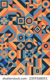 Neo geo background. Made with colorful geometric shapes and simple geometrical figures, for web background, poster fine arts, cover page and prins. stock illustration
