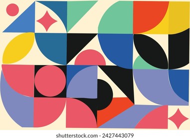 Neo geo geometric pattern, colorful seamless pattern avant-garde style.Neo Geo vector background. Geometric shapes dots construction abstract pattern.eps10.