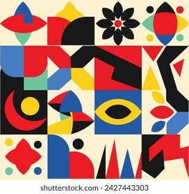 Neo geo geometric pattern, colorful seamless pattern avant-garde style.Neo Geo vector background. Geometric shapes dots construction abstract pattern.eps10.