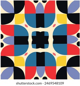 Neo geo geometric pattern, colorful seamless pattern avant-garde style.Neo Geo vector background. Geometrical shapes construction abstract design.