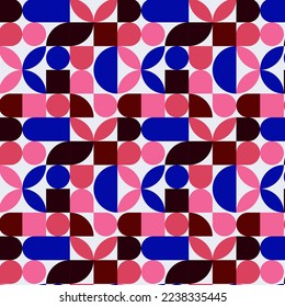 Neo geo seamless background. Made with colorful geometric shapes, it is ideal for web backgrounds, cover pages, and prints.