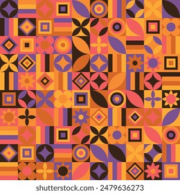 Neo geo patrón sin fisuras con Formas geométricas únicas. Ilustración vectorial Abstractas para póster, Anuncio, volantes, cubierta de libro, presentación, Fondo de pantalla, paquete, envoltura de regalo