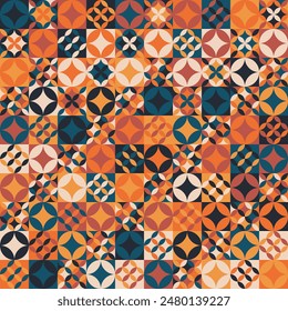 Neo geo seamless pattern with unique geometric shapes. Abstract vector illustration for poster, banner, flyers, book cover, presentation, wallpaper, package, gift wrap