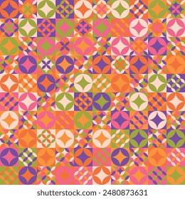 Neo geo seamless pattern with unique geometric shapes. Abstract vector illustration for poster, banner, flyers, book cover, presentation, wallpaper, package, gift wrap