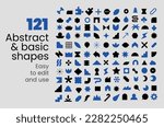 Neo geometric shapes collection. Minimalist symbols. abstract Iconography. Flat vector icon. Icons set. Primitive forms. Modernist abstract geometric shapes. Geometric elements. Brutalist design.