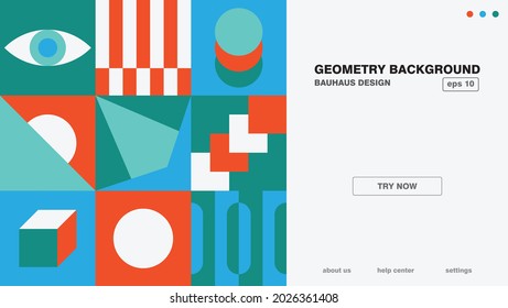 neo geometry bauhaus background design. landing page, homepage website template. Vector eps 10