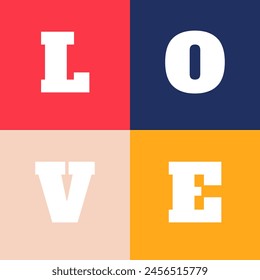 Neo Geometry Bauhaus Style - L.O.V.E Text Colorful and Joyful