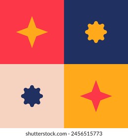 Neo Geometry Bauhaus Style - Stars Icon Variation Colorful and Joyful