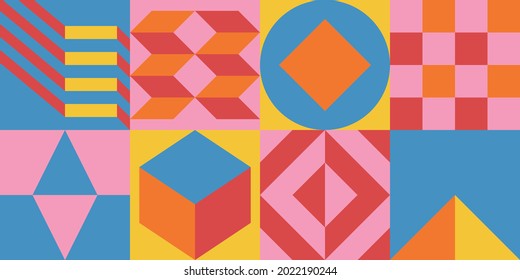 neo geometry pattern design for web banner, packaging, wrapping paper, poster, cover, fabric, decoration, and more