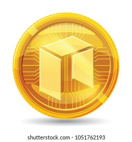 Neo icon is a golden color. Crypto currency blockchain isolated on white background. Vector illustration.