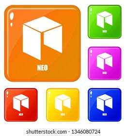 Neo icons set collection vector 6 color isolated on white background