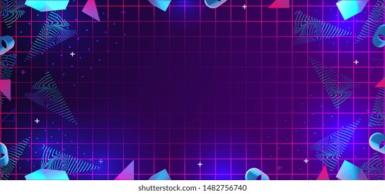 neo memphis abstract background with 80s geometric elements decoration.