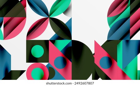 Neo memphis geometric pattern with circles, squares and lines. Pop art abstract background for covers, banners, flyers and posters and other templates