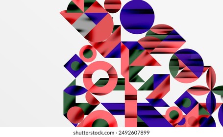 Neo memphis geometric pattern with circles, squares and lines. Pop art abstract background for covers, banners, flyers and posters and other templates