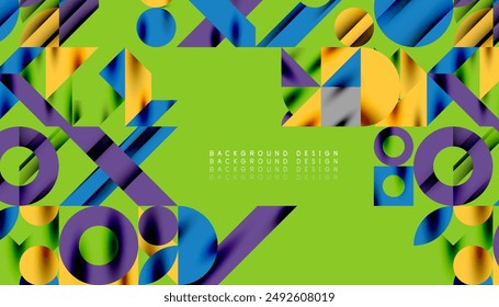 Neo memphis geometric pattern with circles, squares and lines. Pop art abstract background for covers, banners, flyers and posters and other templates