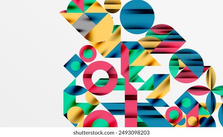 Neo memphis geometric pattern with circles, squares and lines. Pop art abstract background for covers, banners, flyers and posters and other templates