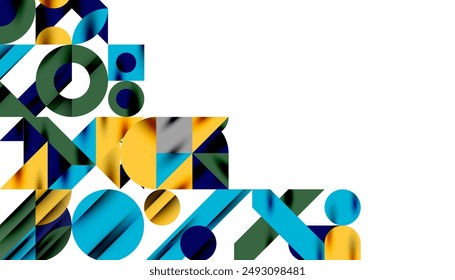 Neo memphis geometric pattern with circles, squares and lines. Pop art abstract background for covers, banners, flyers and posters and other templates