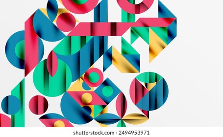 Neo memphis geometric pattern with circles, squares and lines. Pop art abstract background for covers, banners, flyers and posters and other templates