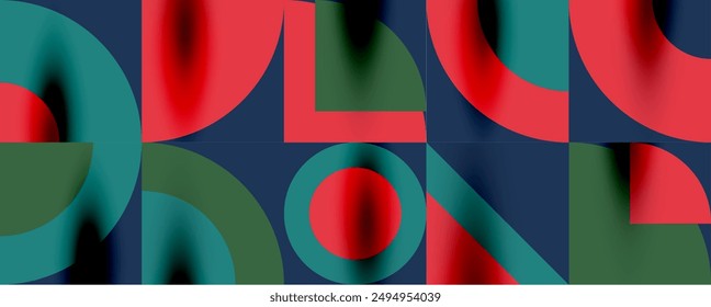 Patrón geométrico de Neo Memphis con círculos, cuadrados. Fondo abstracto del arte Pop para las cubiertas, Anuncios, volantes y carteles y otras Plantillas