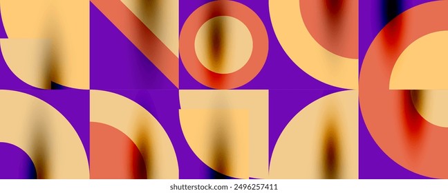 Patrón geométrico de Neo Memphis con círculos, cuadrados. Fondo abstracto del arte Pop para las cubiertas, los Anuncios, los volantes y los carteles y otras Plantillas