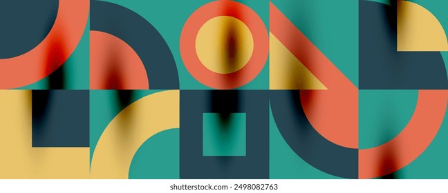 Patrón geométrico de Neo Memphis con círculos, cuadrados. Fondo abstracto del arte Pop para las cubiertas, los Anuncios, los volantes y los carteles y otras Plantillas