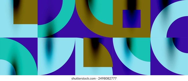 Patrón geométrico de Neo Memphis con círculos, cuadrados. Fondo abstracto del arte Pop para las cubiertas, los Anuncios, los volantes y los carteles y otras Plantillas