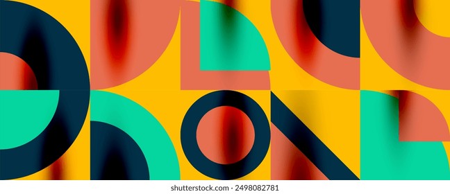 Neo memphis geometrisches Muster mit Kreisen, Quadraten. Pop Art abstrakter Hintergrund für Cover, Banner, Flyer und Poster und andere Vorlagen
