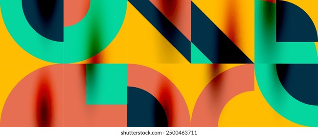 Neo memphis geometrisches Muster mit Kreisen, Quadraten. Pop Art abstrakter Hintergrund für Cover, Banner, Flyer und Poster und andere Vorlagen