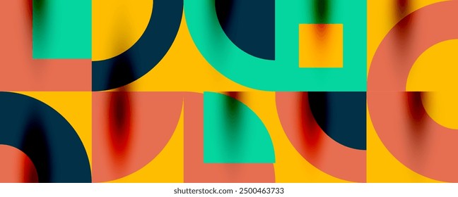 Neo memphis geometric pattern with circles, squares. Pop art abstract background for covers, banners, flyers and posters and other templates