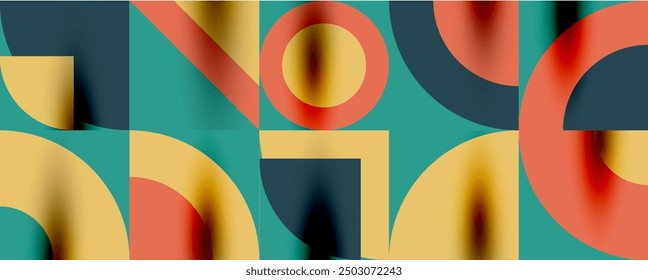Neo memphis geometric pattern with circles, squares. Pop art abstract background for covers, banners, flyers and posters and other templates