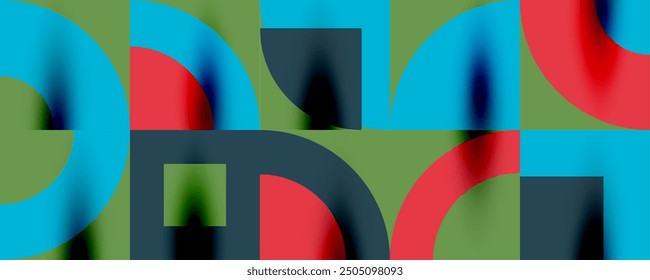 Patrón geométrico de Neo Memphis con círculos, cuadrados. Fondo abstracto del arte Pop para las cubiertas, los Anuncios, los volantes y los carteles y otras Plantillas