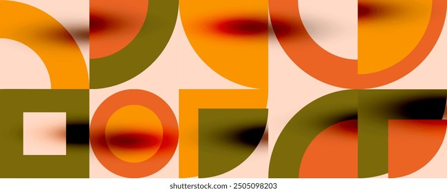 Patrón geométrico de Neo Memphis con círculos, cuadrados. Fondo abstracto del arte Pop para las cubiertas, los Anuncios, los volantes y los carteles y otras Plantillas