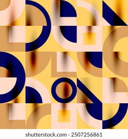 Patrón geométrico de Neo Memphis con círculos, cuadrados. Fondo abstracto del arte Pop para las cubiertas, los Anuncios, los volantes y los carteles y otras Plantillas