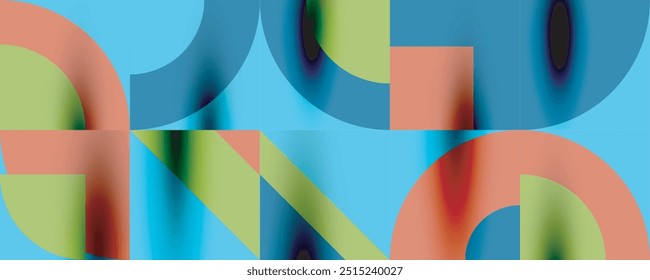 Padrão geométrico neomênfis com círculos, quadrados. Fundo abstrato da arte pop para capas, banners, folhetos e cartazes e outros modelos