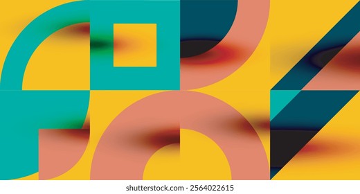 Neo memphis geometric pattern with circles, squares. Pop art abstract background for covers, banners, flyers and posters and other templates