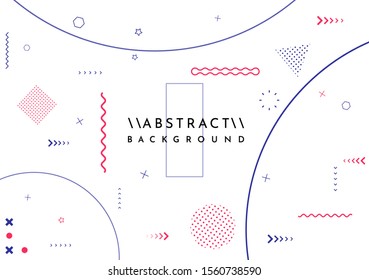 Neo Memphis pattern background. Vector abstract flat illustration. White background. Element for design business cards, invitations, discount voucher, gift cards, flyers. Cool bright wallpapers. 