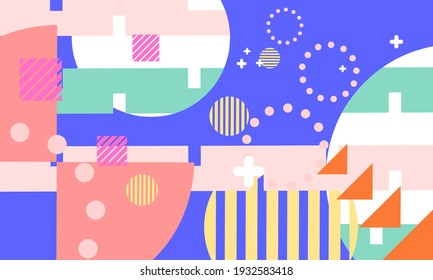 Neo memphis style background, composition of abstract shapes that look simple with colors that are not too bright, but interesting to look at. and also can be re-edited according to you