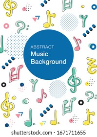 Neo memphis style music cover, card template, placard, poster, magazine, brochure, flyer. Collection of cool bright banners. Abstract shapes compositions. Vector