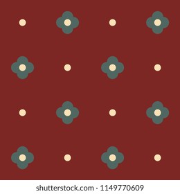 Neo mint blue floral arrangement on a burgundy background. Provence tiny flowers all over desing. Simple geometric flowery medallion print block for apparel textile, ladies dress fabric, mens shirt.