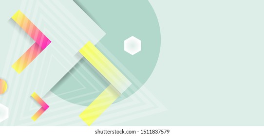 Neo mint turquoise abstract background trend color 2020 geometric vector banner design. Color creative 3d universe with lines, dots