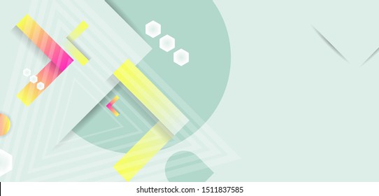 Neo mint turquoise abstract background trend color 2020 geometric vector banner design. Color creative 3d universe with lines, dots