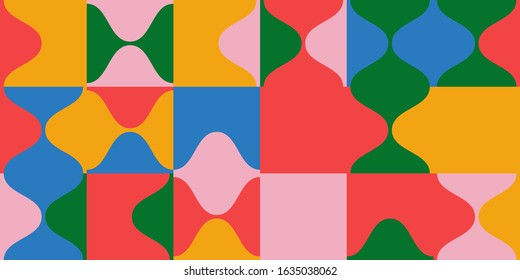 Neo Modernism Artwork Pattern Made With Abstract Vector Geometric Shapes And Forms. Simple Form Bold Graphic Design, Useful For Web Art, Invitation Cards, Posters, Prints, Textile, Backgrounds.