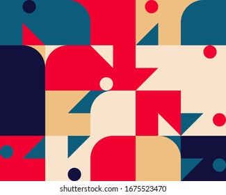 Neo Modernismus Kunstmuster mit abstrakten geometrischen Formen und Formen der Vektorillustration. Einfache Form fett grafisches Design, nützlich für Web-Kunst, Einladungskarten, Plakate, Drucke, Textilien, Hintergründe.