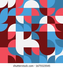 Neo Modernism artwork pattern made with abstract vector geometric shapes and forms. Simple form bold graphic design, useful for web art, invitation cards, posters, prints, textile, backgrounds.