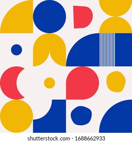 Neo Modernism artwork pattern made with abstract vector geometric shapes and forms. Simple form bold graphic design, useful for web art, invitation cards, posters, prints, textile, backgrounds.